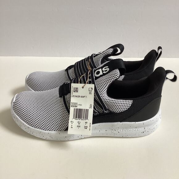 adidas Lite Racer Adapt 7.0 Men's Running Shoes Size 7 Black & White NEW - Picture 1 of 11